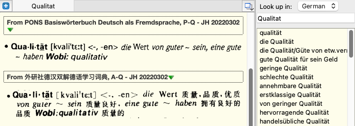 Word Lookup Example in GoldenDict
