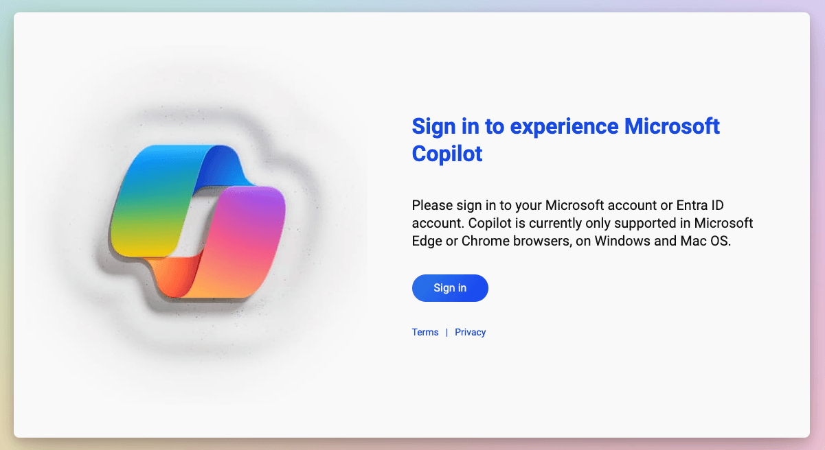 Sign in to experience Microsoft Copilot