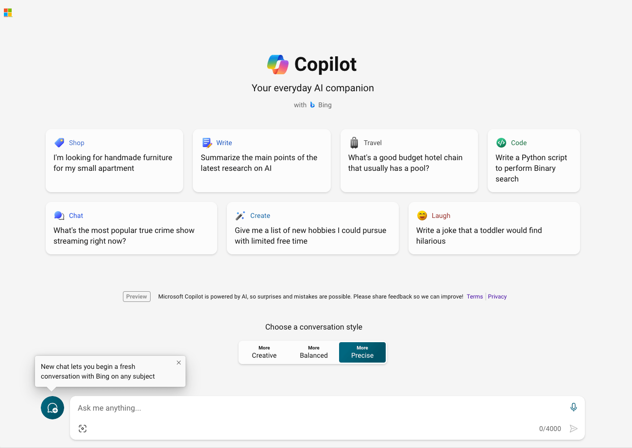Copilot Your everyday AI companion with Bing